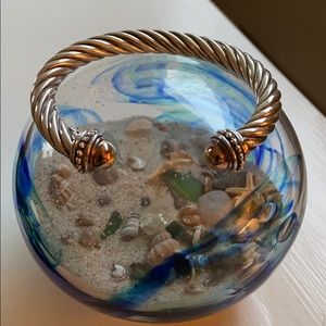 Silver cuff bracelet, cable design